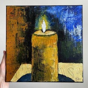 Darkness Illuminated 12in square canvas painting palette knife with acrylic